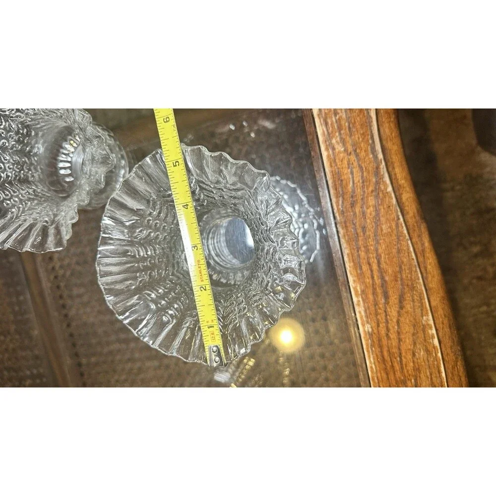 Vintage Ruffled Clear Glass Gasolier Light Lamp Shade Rare Set 3 Cottagecore